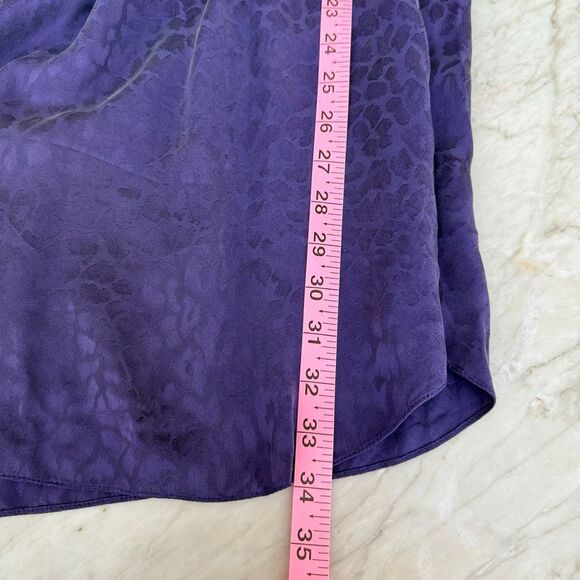 Rebecca Taylor 100% silk purple leopard print smocked waist dress size 2 - Picture 7 of 7